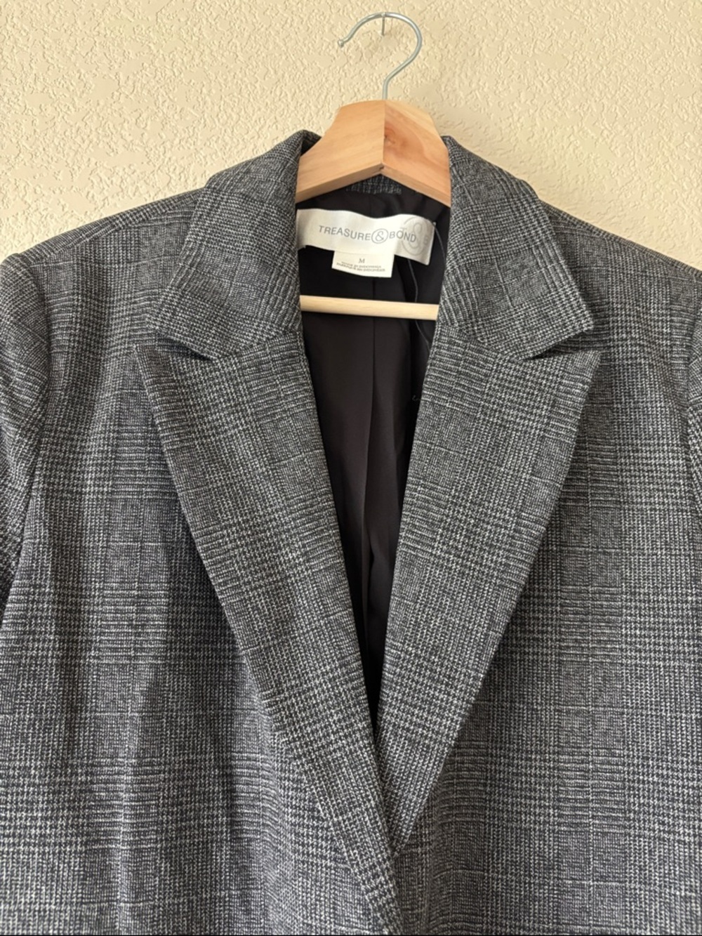 Treasure & Bond Charcoal Glen Plaid Two-Button Blazer - Picture 3 of 4